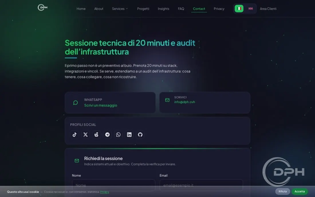 Pagina Contatti DPH