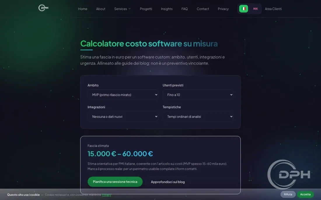 Calcolatore costo software